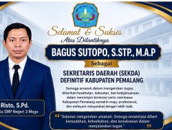 Risto, S.Pd., Kepala SMP Negeri 3 Moga Ucapkan Selamat atas Dilantiknya Bagus Sutopo, S.STP., M.A.P. sebagai Sekda Definitif Kabupaten Pemalang